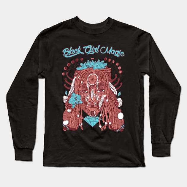 Coral Moonlit - Goddess of Dreams Black Girl Magic Long Sleeve T-Shirt by kenallouis